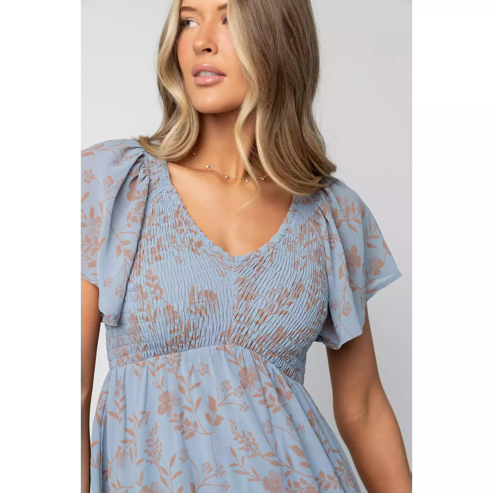 Baltic Born Monica Smocked Dress | Dusty Blue + Terracotta Size 3XL3XL - Picture 3 of 5